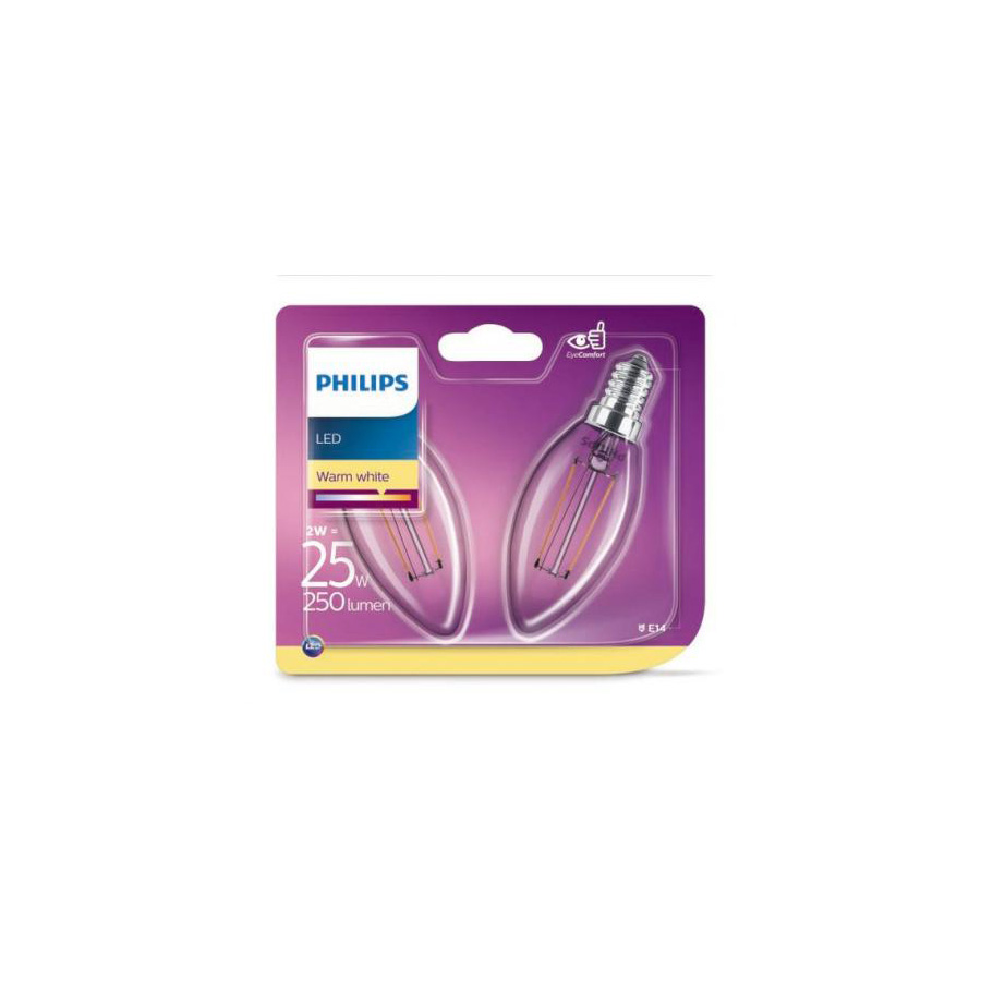 PHILIPS Set 2 X Candle B35 8718696587553 E14 2W 2700K LED Λαμπτήρες