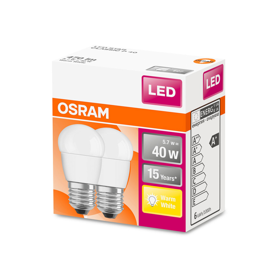 OSRAM Set 2 X Star Classic P40 4058075132979 E27 5.7w 2700K LED Λαμπτήρες